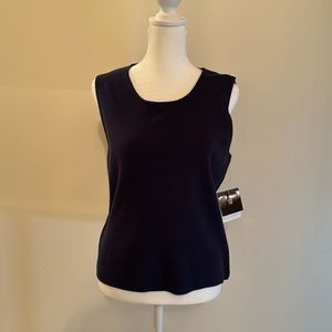 New - Valerie Stevens Navy Pima Cotton Knit Shell Top - NWT